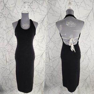 Wilfred Black Halter Strappy Tie Phair Midi Dress